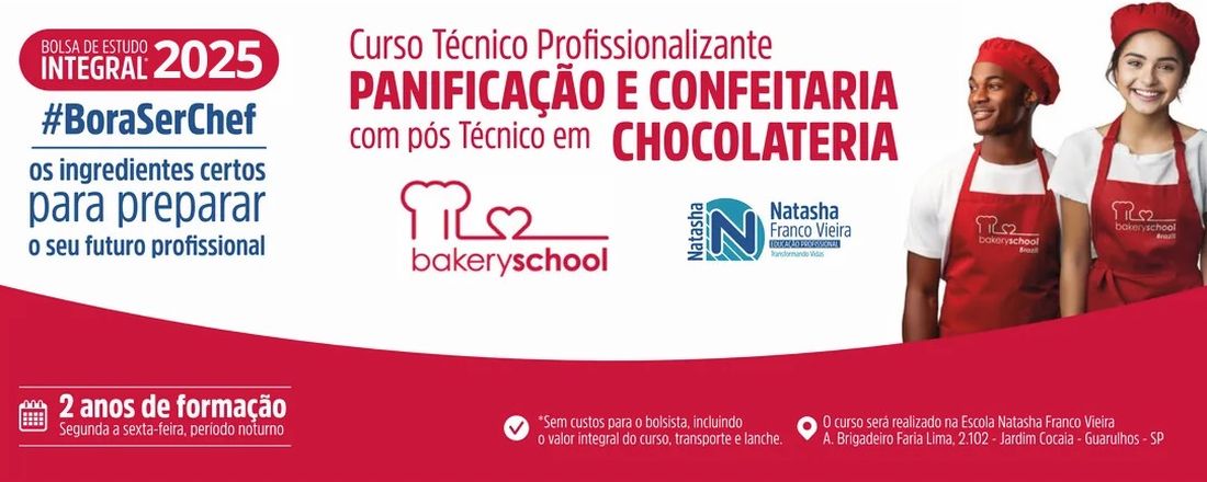 Prova de Bolsas (100%) - Cursos Técnico em Panificação, Técnico em Confeitaria e Especialização em Chocolateria