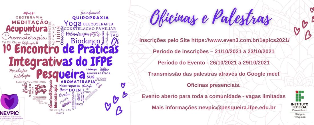 1º Encontro de Práticas Integrativas e Complementares do IFPE Campus Pesqueira