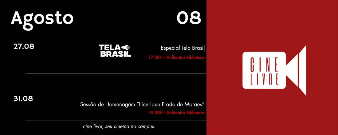 Cine Livre Programação de Agosto