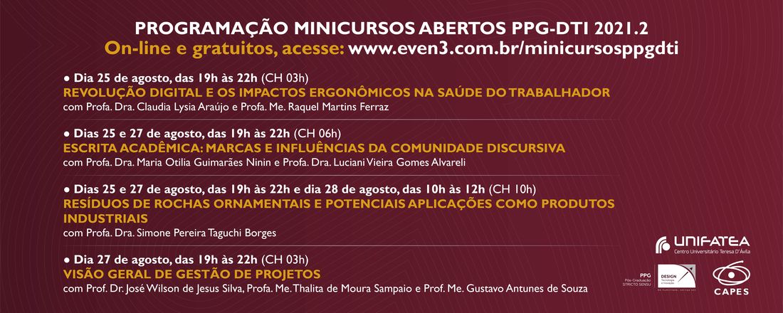 Minicursos PPG DTI UNIFATEA 2021.2