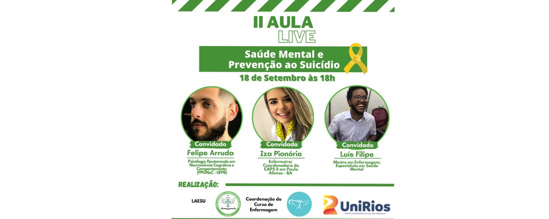 II Aula Live da LAESU  (On-line): Saúde Mental e Prevenção ao Suicídio