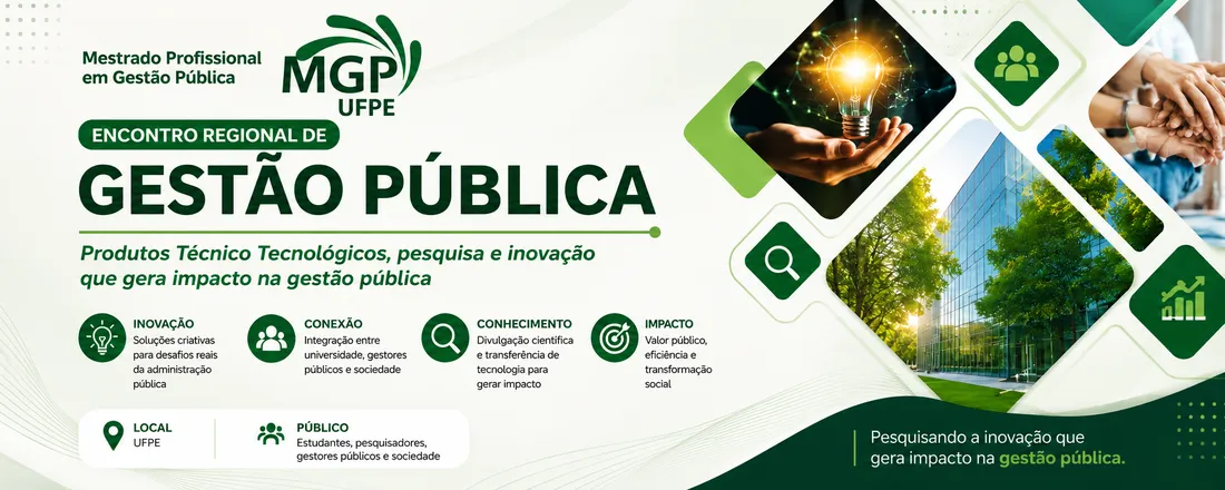 ENCONTRO REGIONAL DE GESTÃO PÚBLICA: Produtos Técnico Tecnológicos, pesquisa e inovação que gera impacto na gestão pública