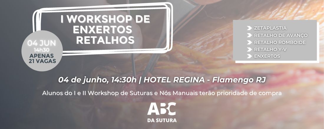 I WORKSHOP DE RETALHOS E ENXERTOS DO ABC DA SUTURA