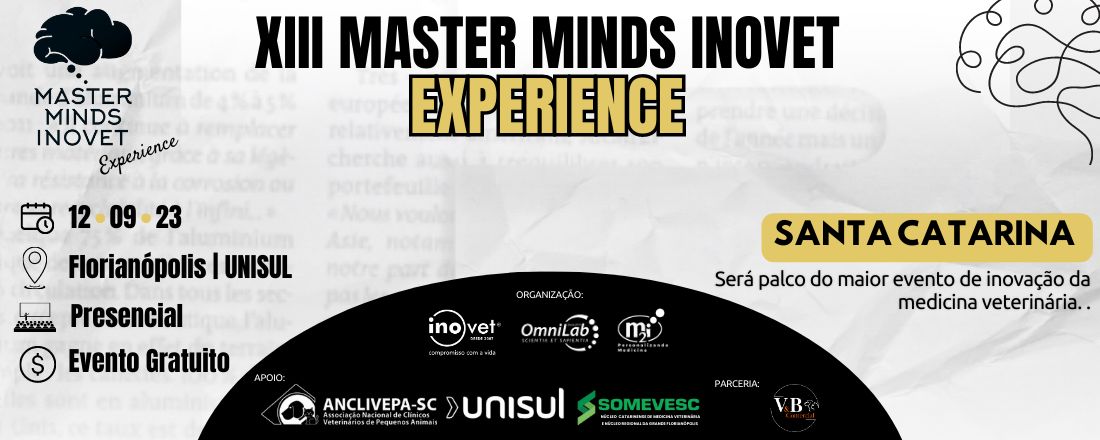 XIII Master Minds Inovet Experience - Florianópolis