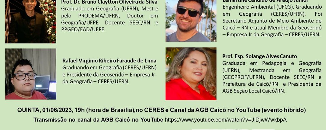 A AGB CAICÓ APRESENTA: “DIA D@ GEÓGRF@ NA AGB CAICÓ: MÉTODOS QUANTITATIVOS EM GEOGRAFIA: POR QUÊ NÃO?”