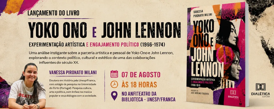 Lançamento do livro Yoko Ono e John Lennon: experimentação artística e engajamento político (1966-1974)