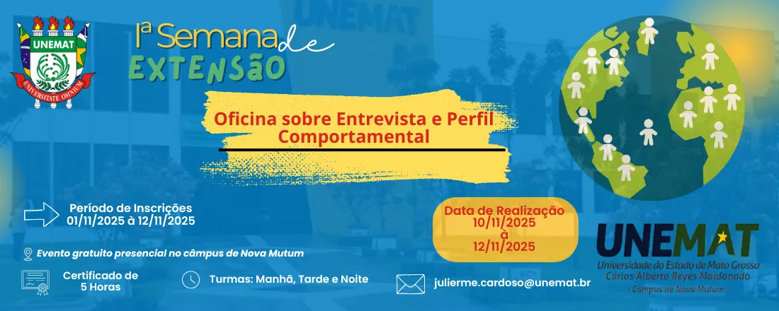 I Semana de Extensão do Câmpus Nova Mutum – MT: Oficina sobre Entrevista e Perfil Comportamental