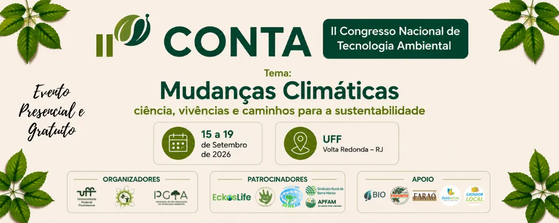 II Congresso Nacional de Tecnologia Ambiental Tema: Mudanças climáticas: ciência, vivências e caminhos para a sustentabilidade