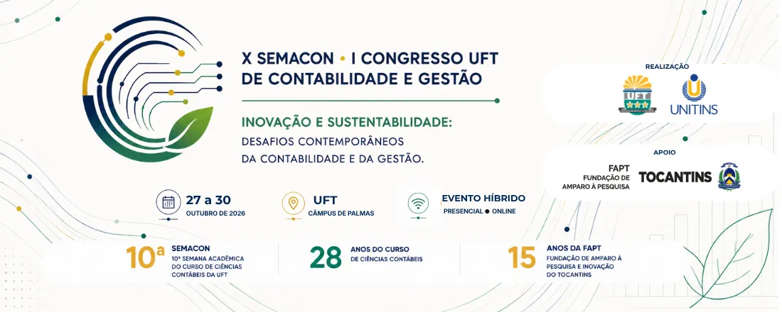 X SEMACON | I CONGRESSO UFT DE CONTABILIDADE E GESTÃO