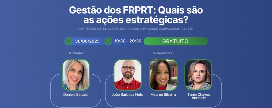 Webinar CT GESO - "Gestão dos FRPRT: Quais são as ações estratégicas? "