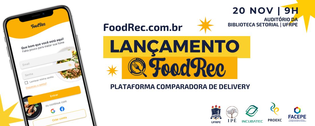 Lançamento FOODREC - Plataforma Comparadora de Delivery