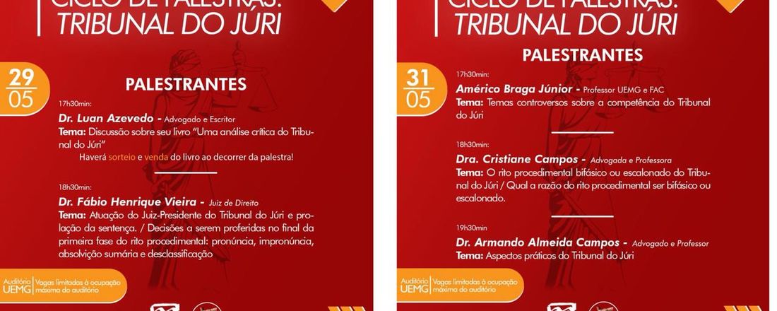 1° Ciclo de Palestras: Tribunal do Júri