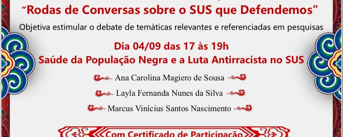 Roda de conversa: Saúde da População Negra e luta Antirracista no SUS