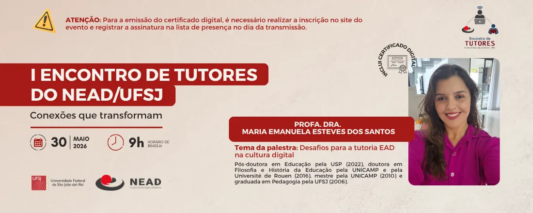 I Encontro de Tutores do Núcleo de Educação a Distância - NEAD/ UFSJ