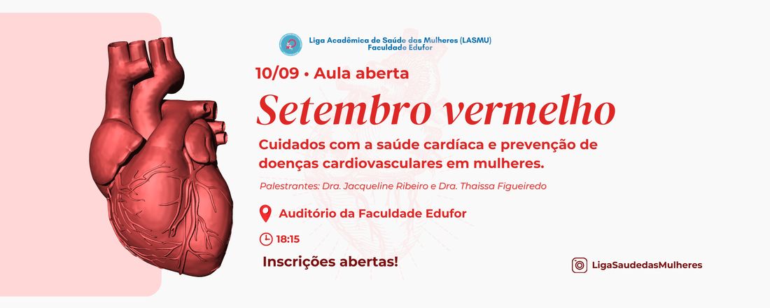 ''Setembro Vermelho'': aula sobre cuidados com a saúde cardíaca e prevenção de doenças cardiovasculares em mulheres