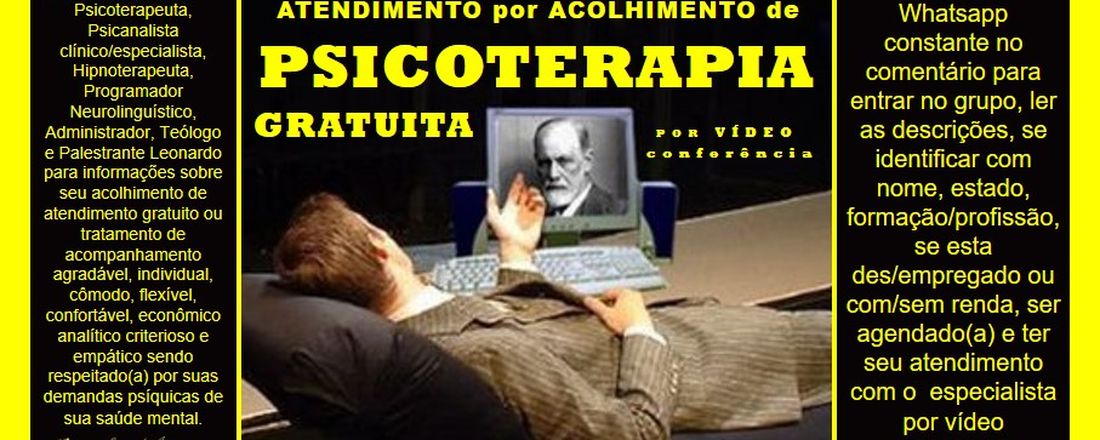 Grupo para acolhimento de TERAPIA GRATUITA