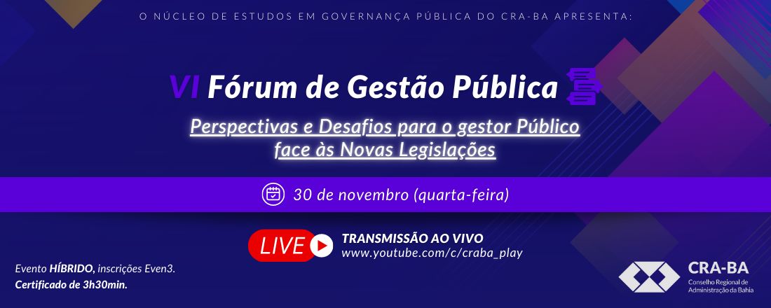 VI FÓRUM DE GESTÃO PÚBLICA - ONLINE