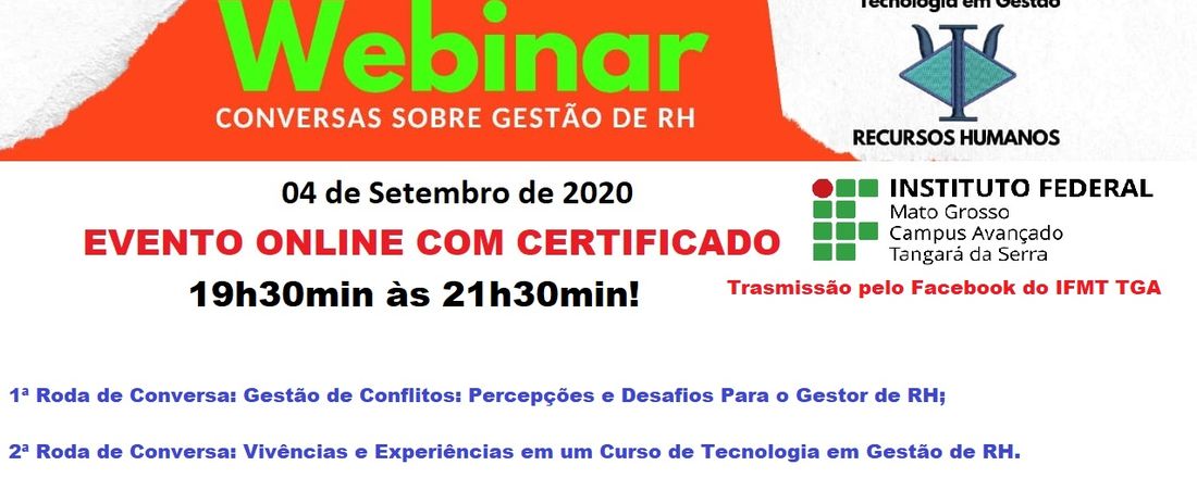 WEBINAR - CONVERSAS SOBRE GESTÃO DE RH - IFMT CAMPUS AVANÇADO TANGARÁ DA SERRA