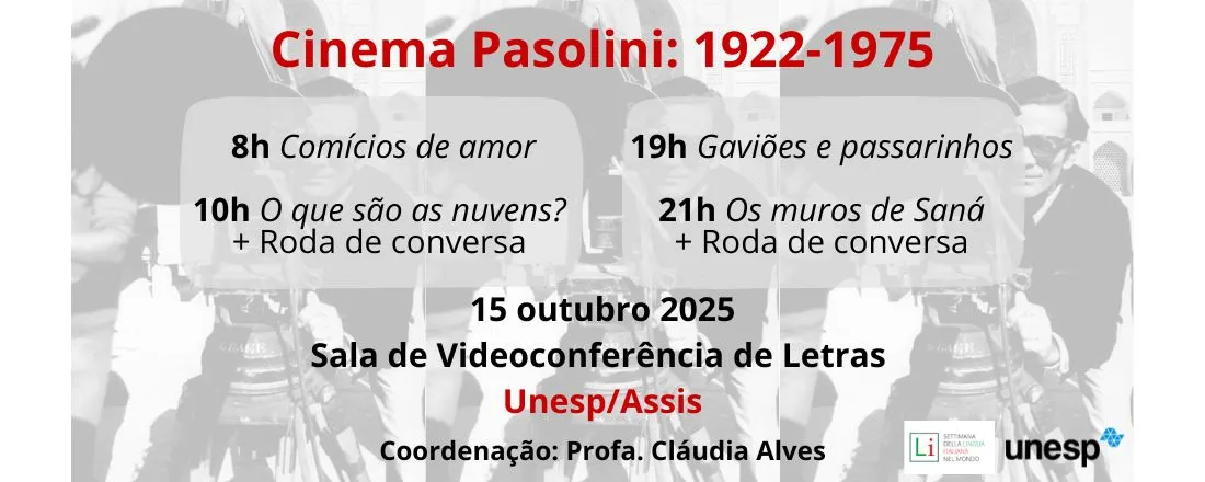 Cinema Pasolini: 1922-1975 / Semana da Língua Italiana 2025