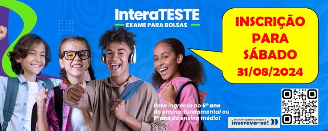 INTERATESTE 2024 inscrição para SÁBADO dia 31/08/2024 às 9 horas