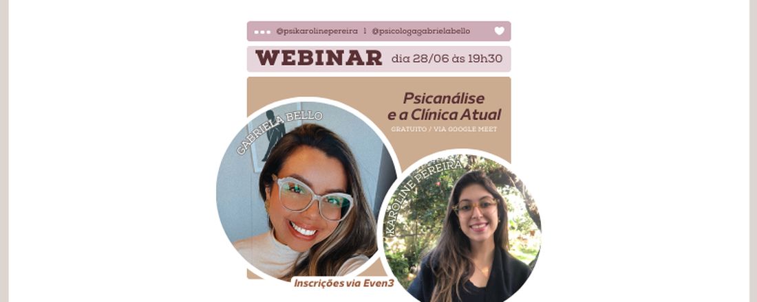 Webinar - Psicanálise e a Clínica Atual