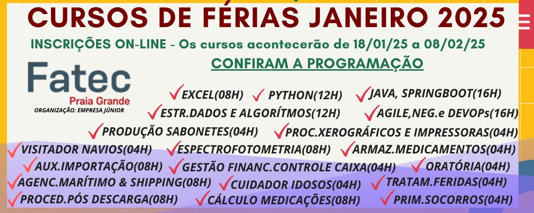 CURSOS DE FÉRIAS - JANEIRO 2025