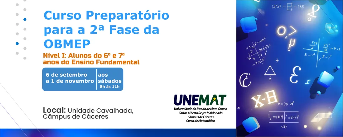 Curso Preparatório para a 2ª fase da Obmep – Nível I (alunos do 6º e 7º anos do Ensino Fundamental)