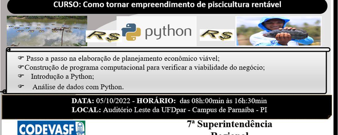 CURSO:  Como tornar empreendimento de piscicultura rentável