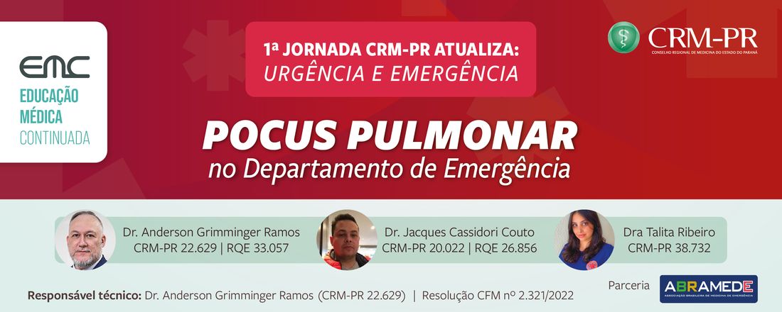 1ª Jornada CRM-PR Atualiza Urgência e Emergência: POCUS pulmonar no Departamento de Emergência