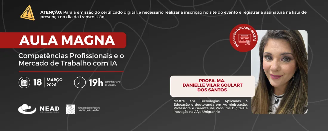 Aula Magna dos cursos do Núcleo de Educação a Distância da UFSJ - 2026