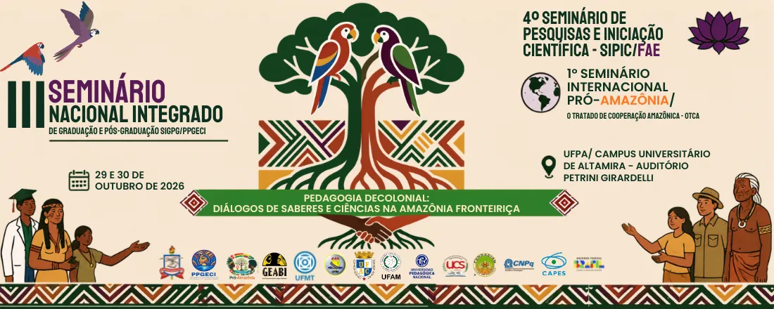 3º SEMINÁRIO NACIONAL INTEGRADO DE GRADUAÇÃO E PÓS-GRADUAÇÃO – SIGPG/PPGECI 1º SEMINÁRIO INTERNACIONAL PRÓ-AMAZÔNIA – OTCA 4º SEMINÁRIO DE PESQUISAS E INICIAÇÃO CIENTÍFICA – SIPIC/FAE