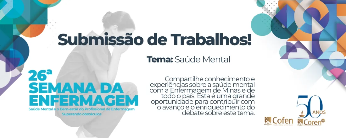 Submissão de trabalhos da 26ª Semana da Enfermagem do Coren-MG