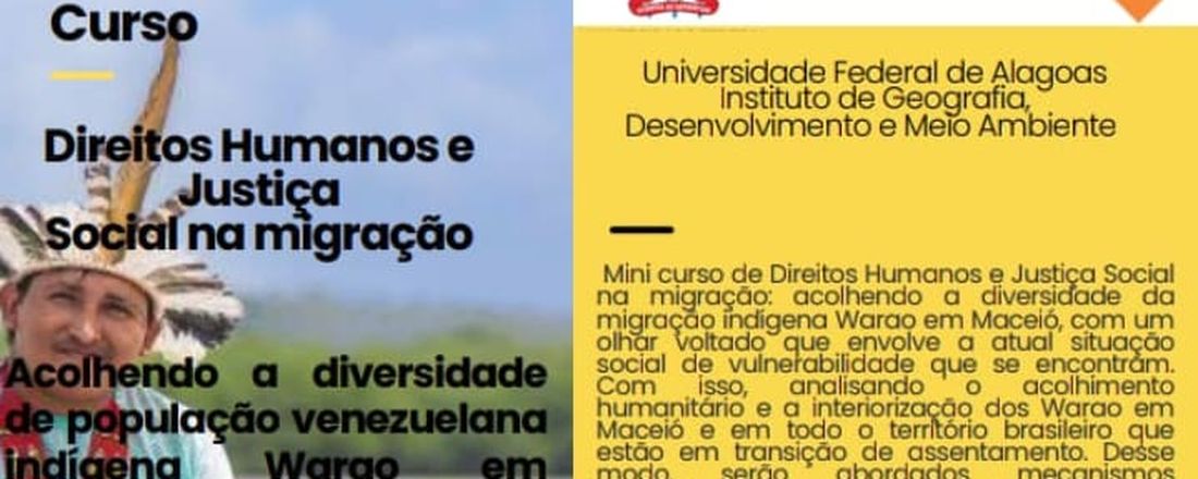 Direitos Humanos e Justiça Social na migração: acolhendo a diversidade de população venezuelana indígena Warao em Maceió