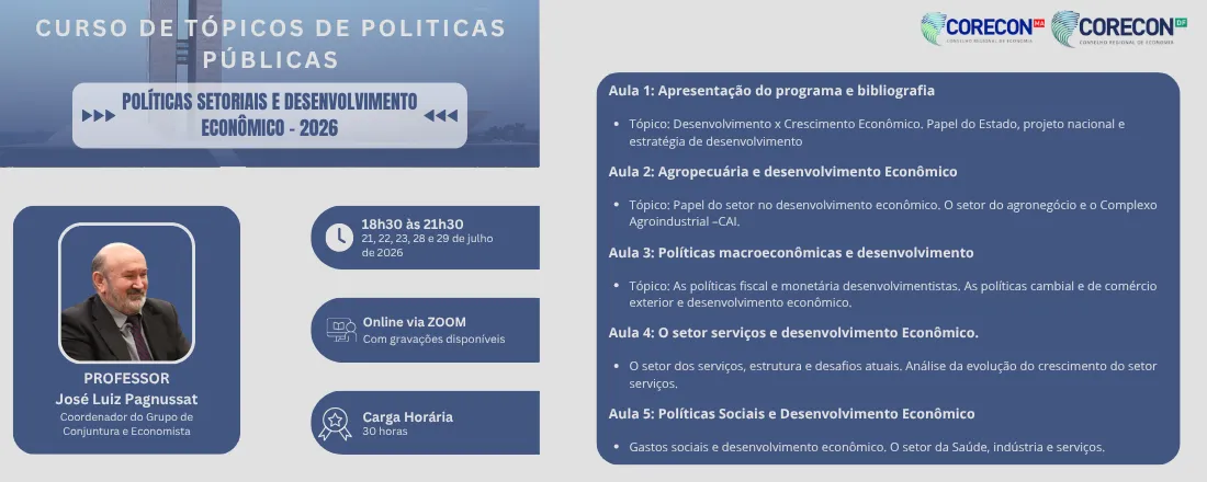 Curso: Políticas Setoriais e Desenvolvimento Econômico – 2026