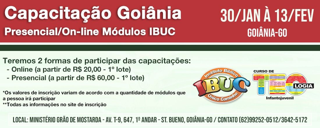 Capacitação Goiânia Presencial/On-line Módulos IBUC