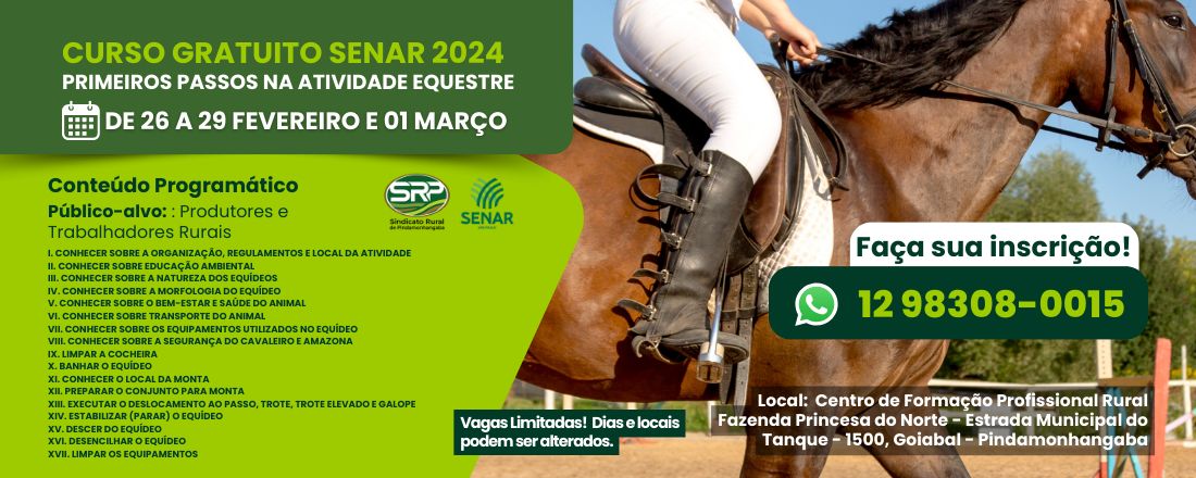 CURSO SENAR - Primeiros passos nas atividades equestres