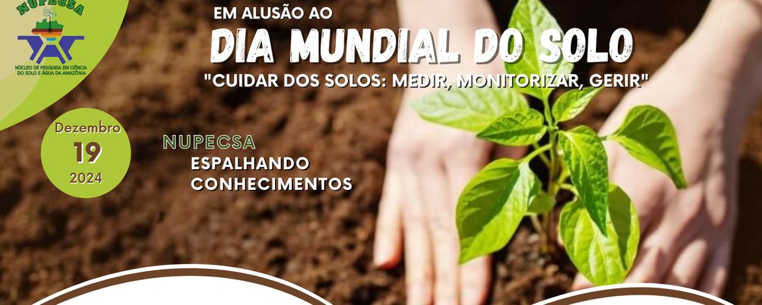 DIA MUNDIAL DO SOLO "CUIDAR DOS SOLOS: MEDIR, MONITORAR, MANEJAR"